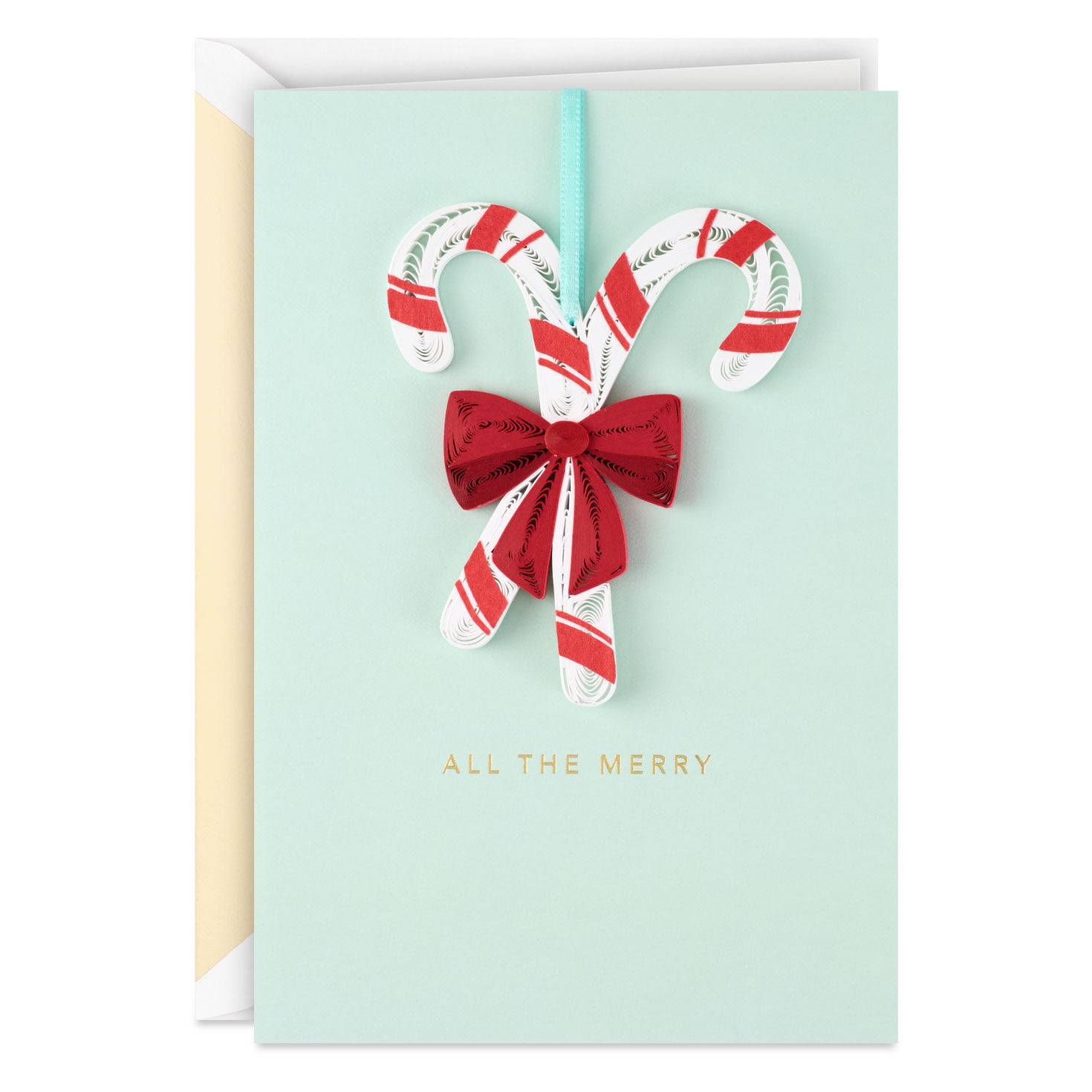 All the Merry Candy Canes Quilled Paper Handmade Christmas Card