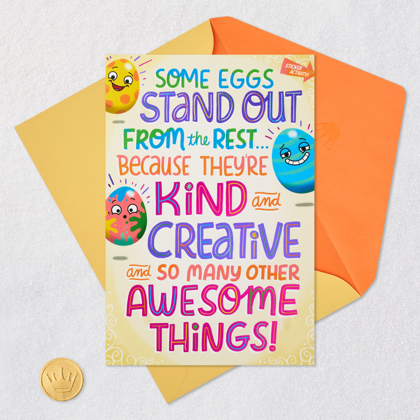 Good Egg Easter Card With Kids Sticker Activity Card Front with Envelope and Gold Seal image number 7