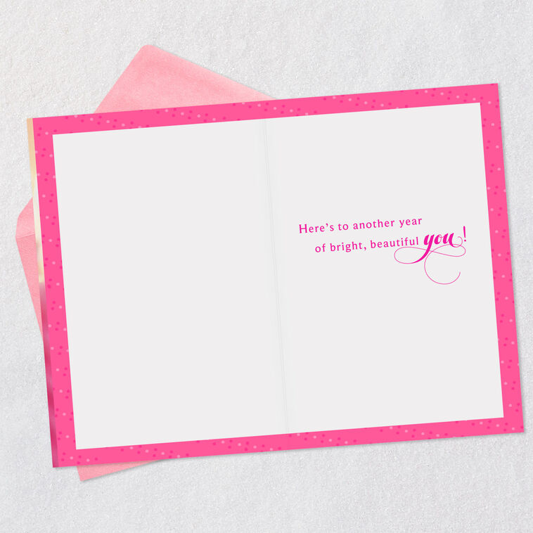Pink Candles Happy Birthday Card for Her Open card with envelope image number 3