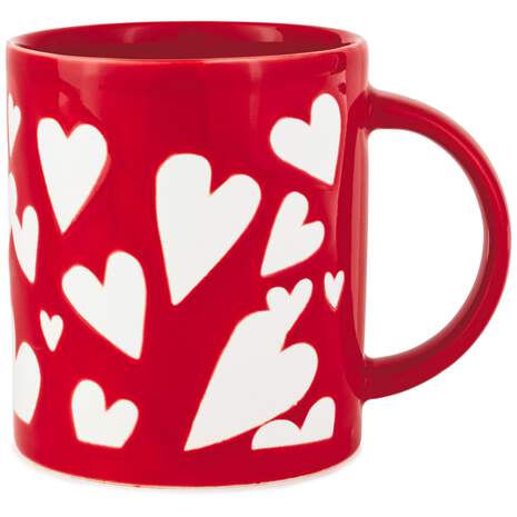 Red and White Hearts Mug, 13.5 oz., , large