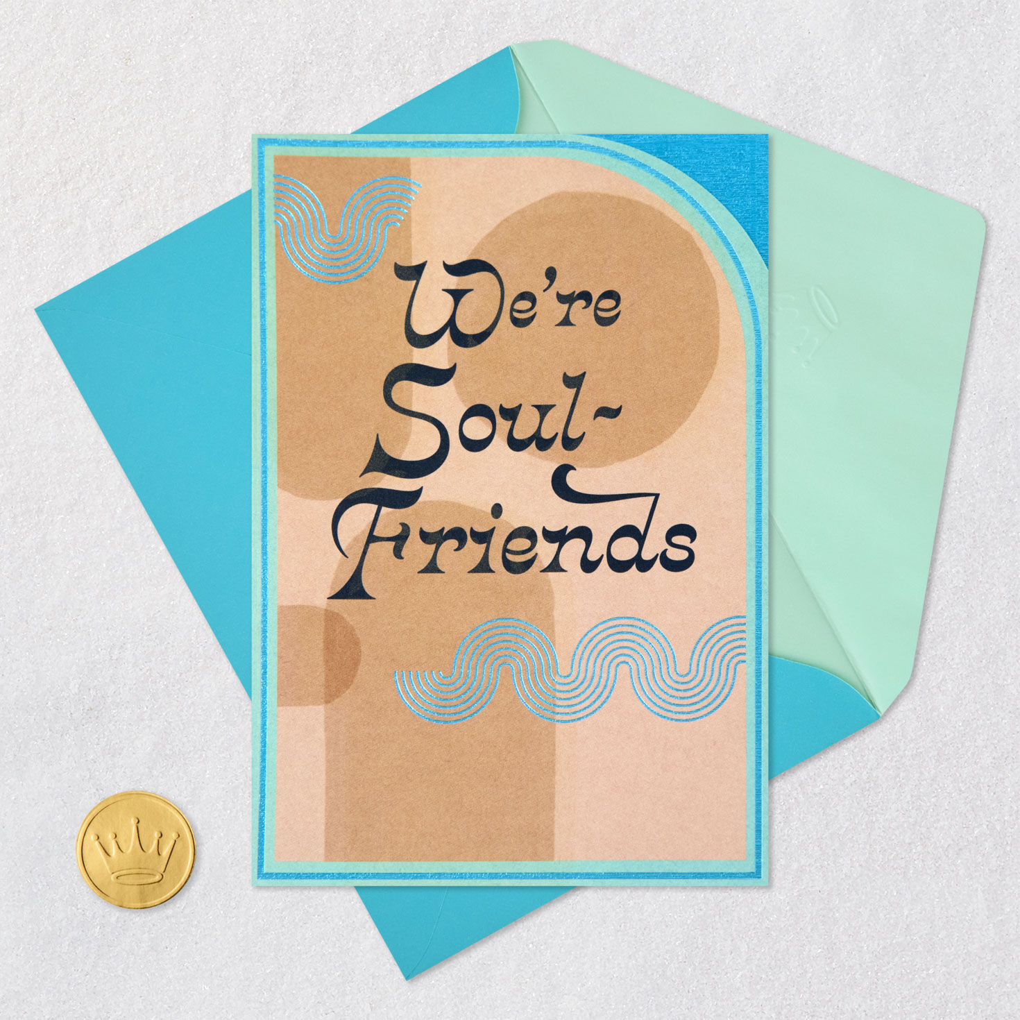 Soul Friends Modern Abstract Friendship Card Card Front with Envelope and Gold Seal image number 6