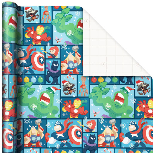 Marvel Avengers Illustrations Christmas Wrapping Paper, 70 sq. ft., 