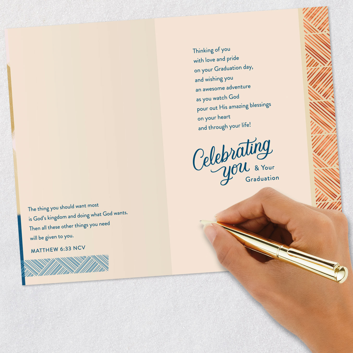 Blue Grad Silhouette Religious Graduation Card Signing card image number 7