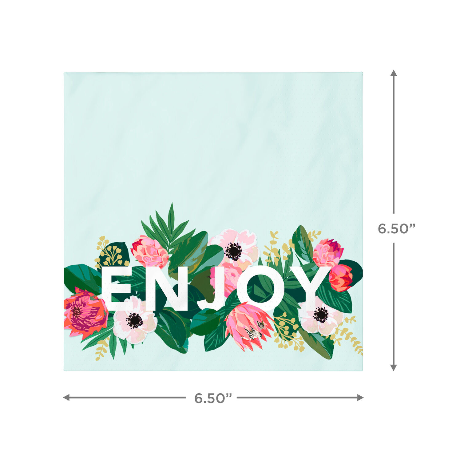 Floral "Enjoy" Dinner Napkins, Set of 16, , large image number 3