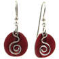 Silver Coil and Red Disc Layered Metal Drop Earrings, , large image number 1