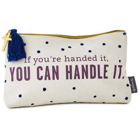 You Can Handle It Zipper Pouch With Cross Charm and Tassel, , large