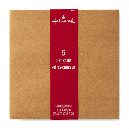 Kraft Square Gift Boxes, Pack of 5, 