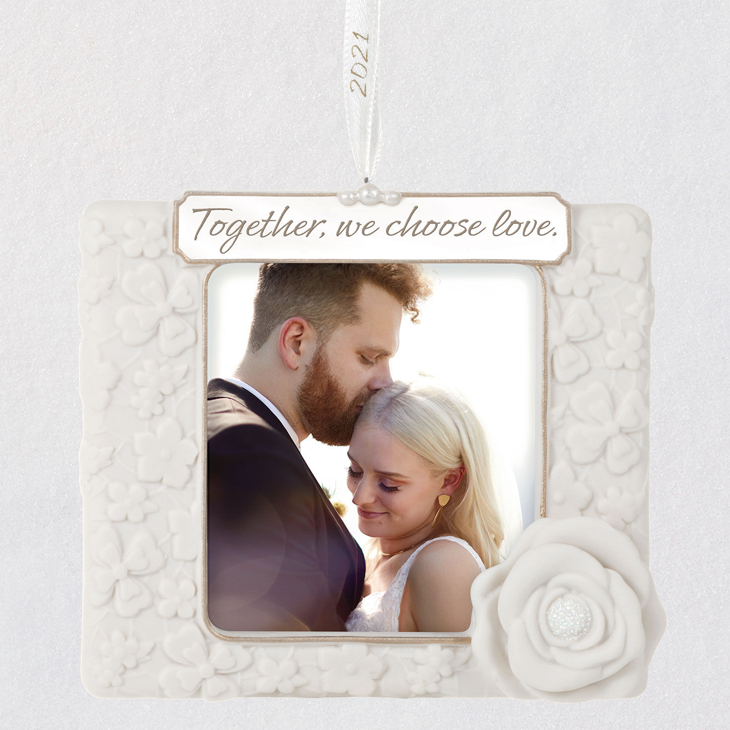 Hallmark Photo Frame Christmas Ornament - Superhero 2021 We Choose Love 2021 Porcelain Photo Frame Ornament Keepsake Ornaments Hallmark