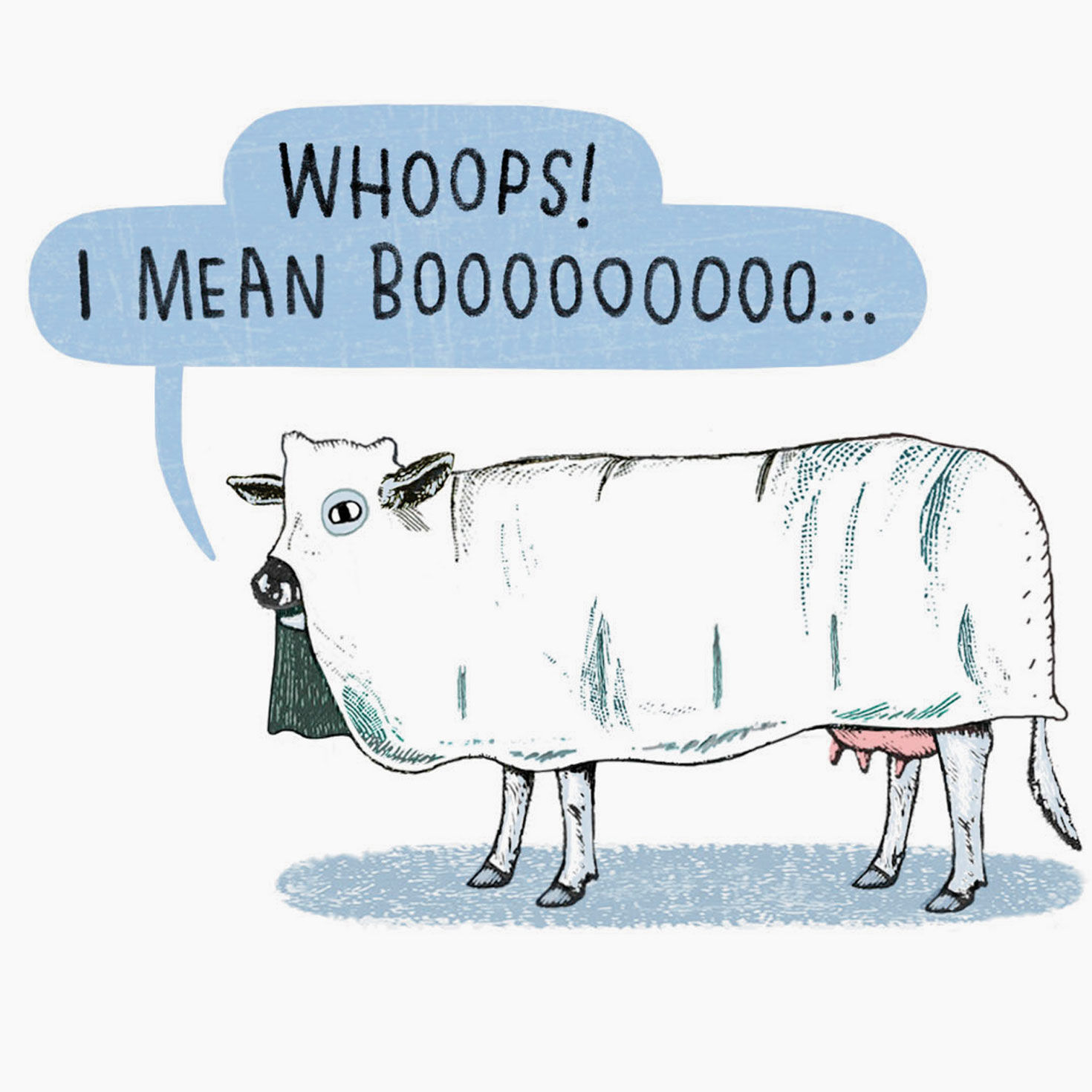 Cow Ghost Saying Boo Funny Halloween Card Sentiment image number 2