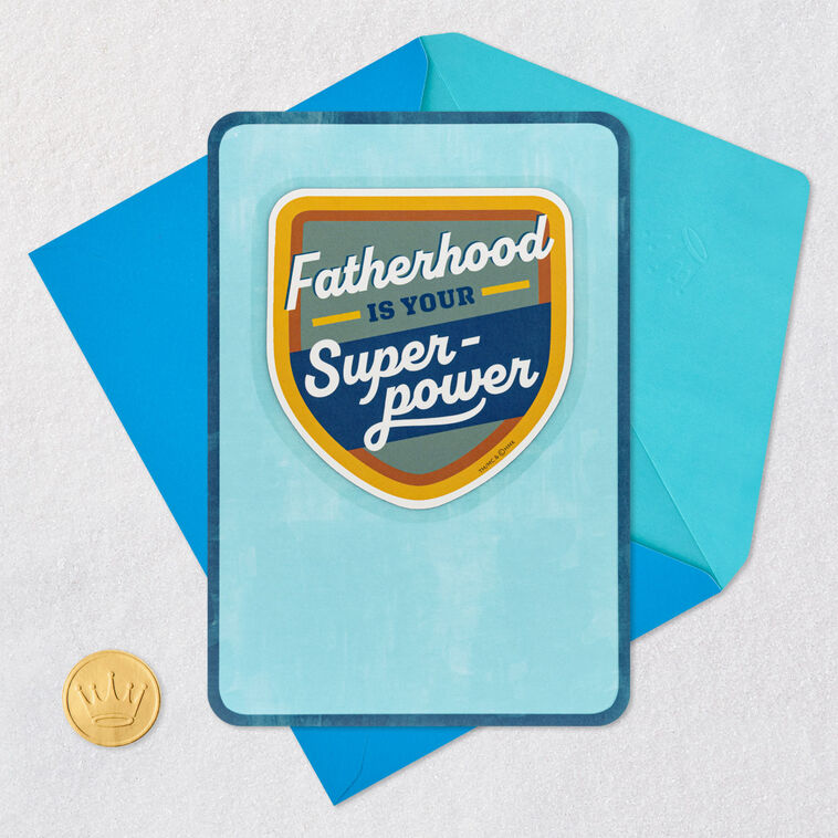 Super Dad Shield Father's Day Card With Magnet Card Front with Envelope and Gold Seal image number 7