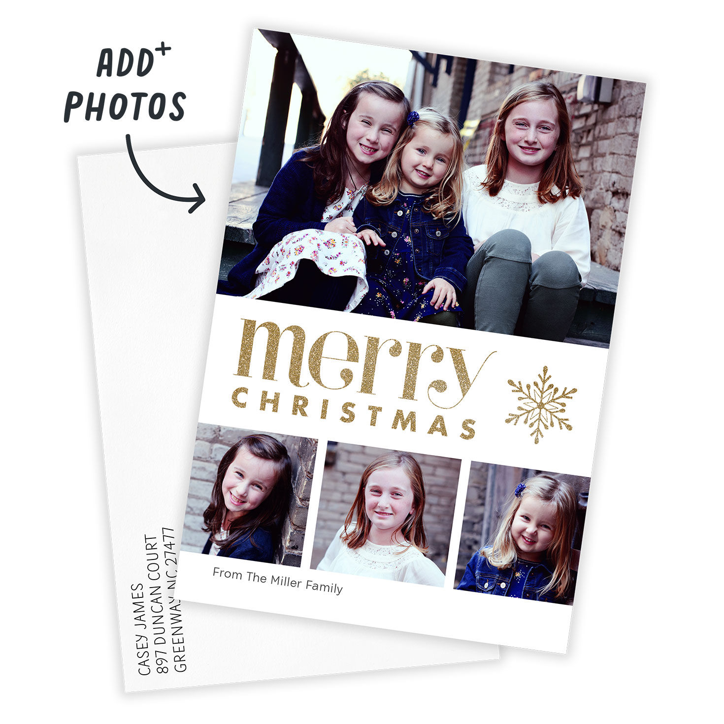 Merry Snowflake Flat Christmas Photo Card, , large image number 2