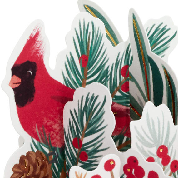 Cardinal, Evergreen and Berries 3D Pop-Up Holiday Card, , large image number 4