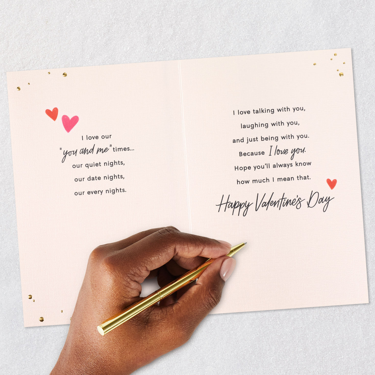 Hands Entwined and Heart Wife Valentines Day Card Signing card image number 8