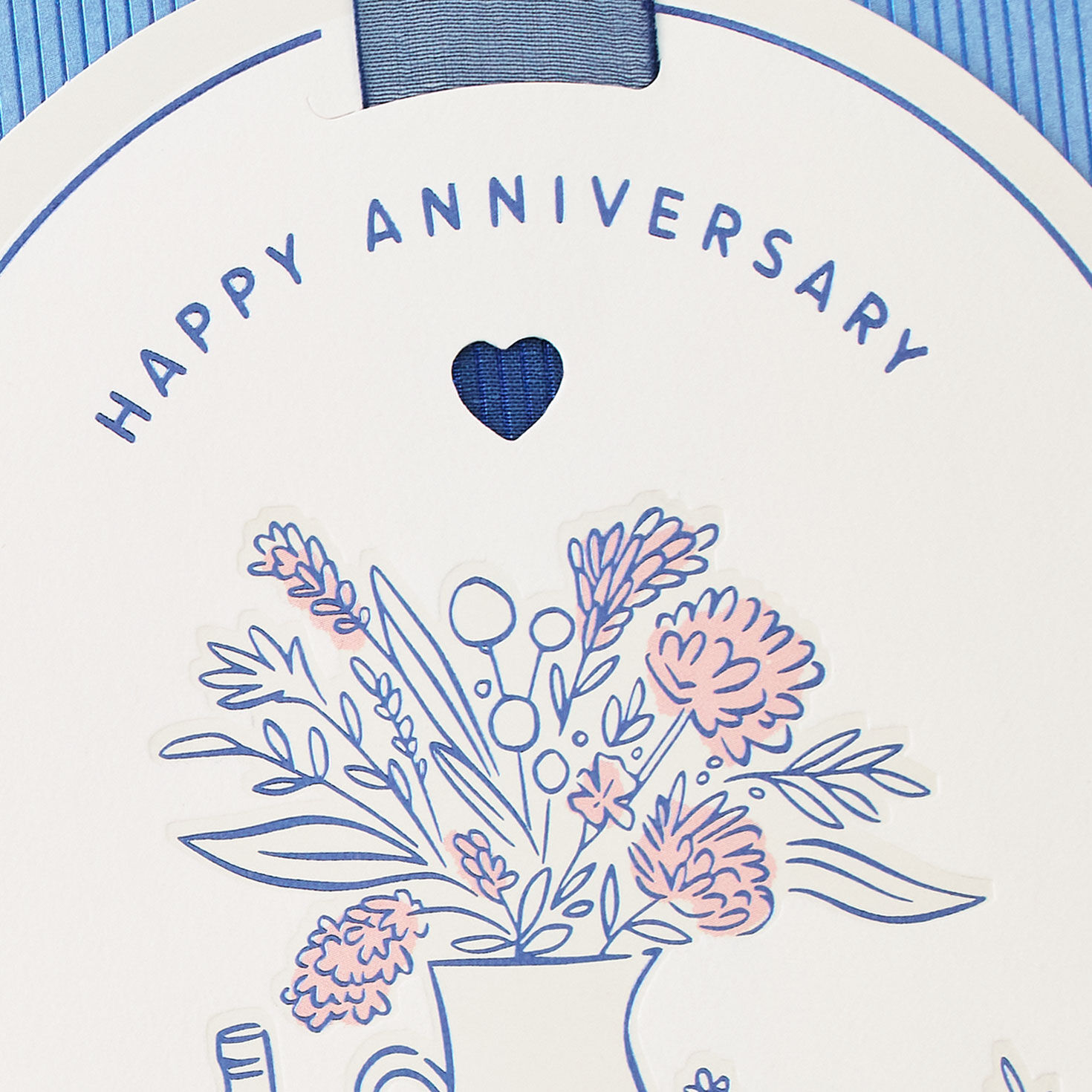 Pink and Blue Brunch Anniversary Card Card Front Detail image number 4