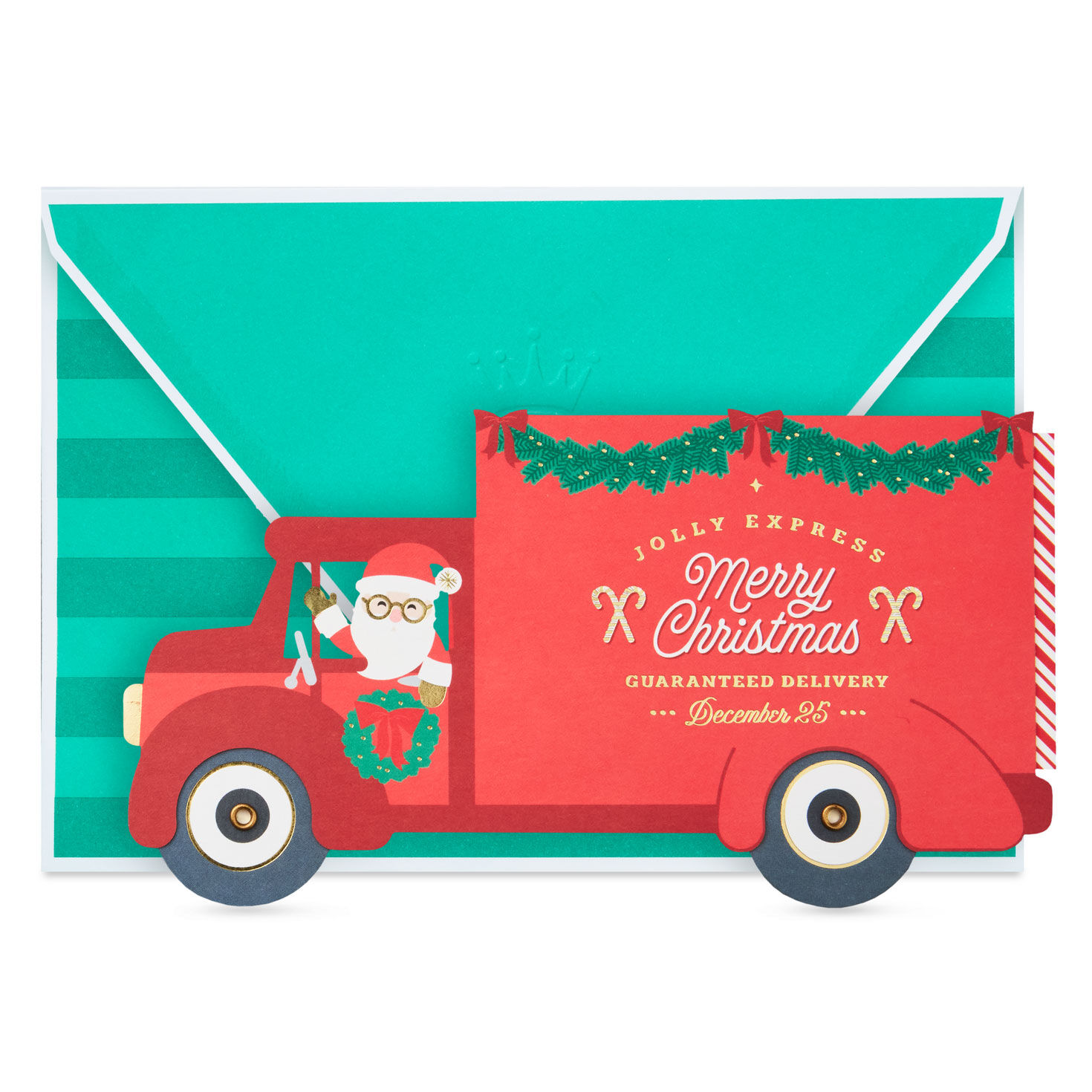 Jolly Express Delivery Truck Paper Craft Money Holder Christmas Card