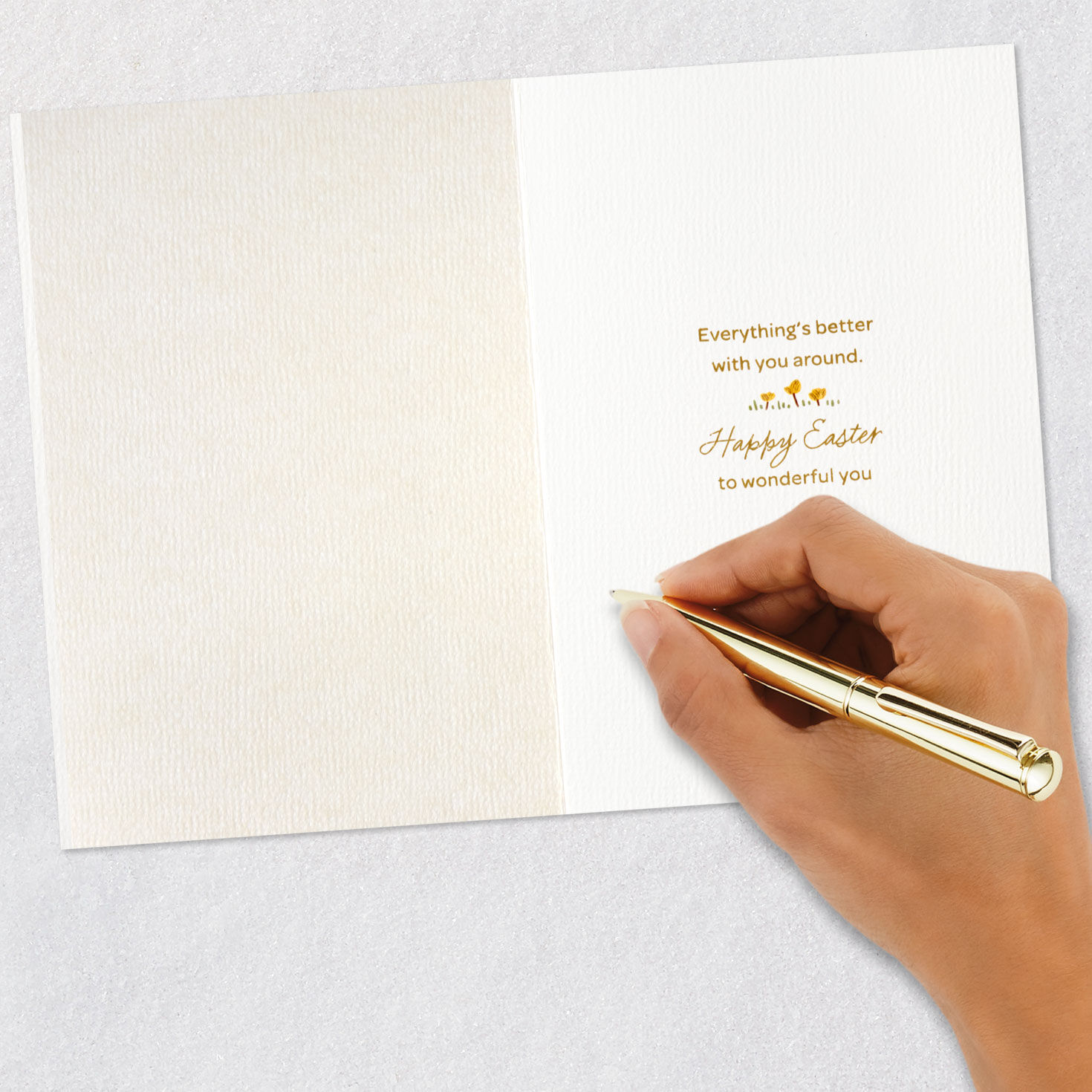 Two Geese with Delicate Flowers Romantic Easter Card Signing card image number 6