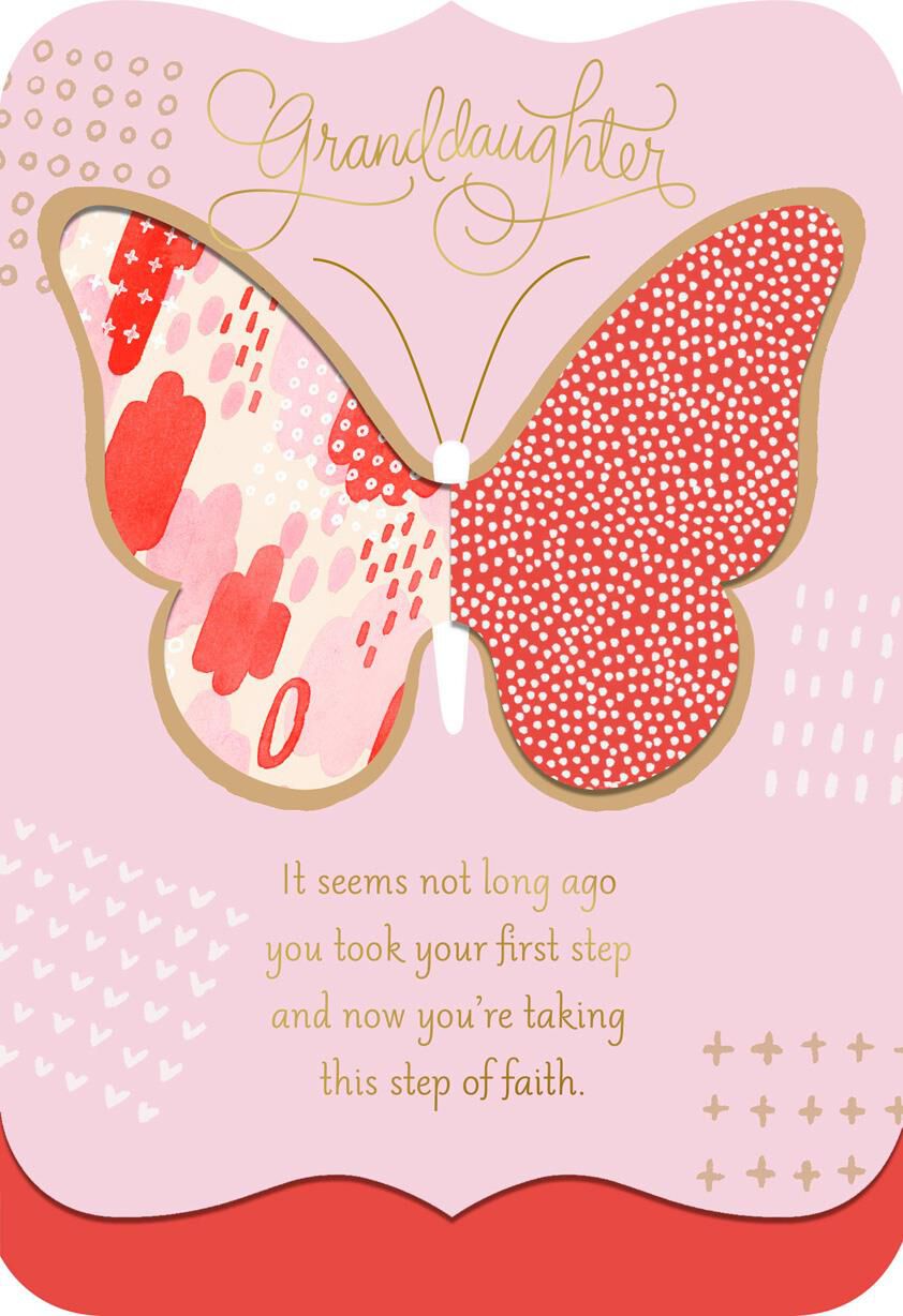 Step of Faith Religious Confirmation Card for Granddaughter