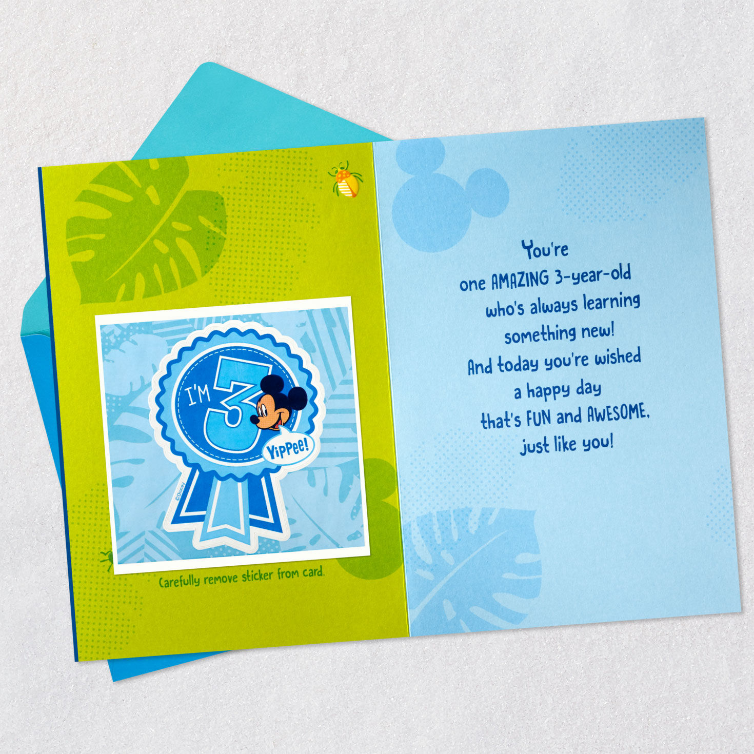 Disney Mickey Mouse and Pluto Third Birthday Card for Kid With Sticker for only USD 6.99 | Hallmark