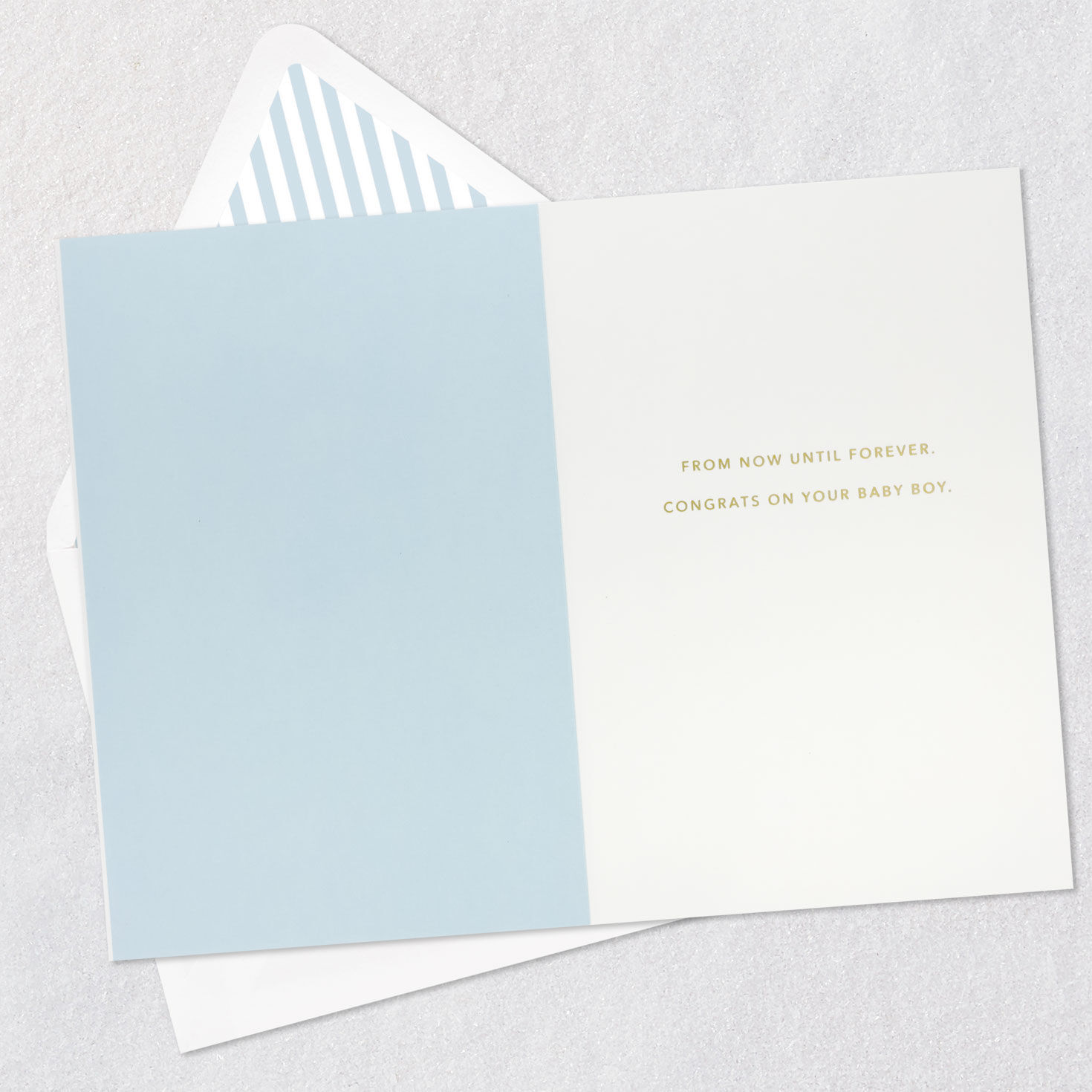 Toys Books and Clothes New Baby Boy Congrats Card Open card with envelope image number 3