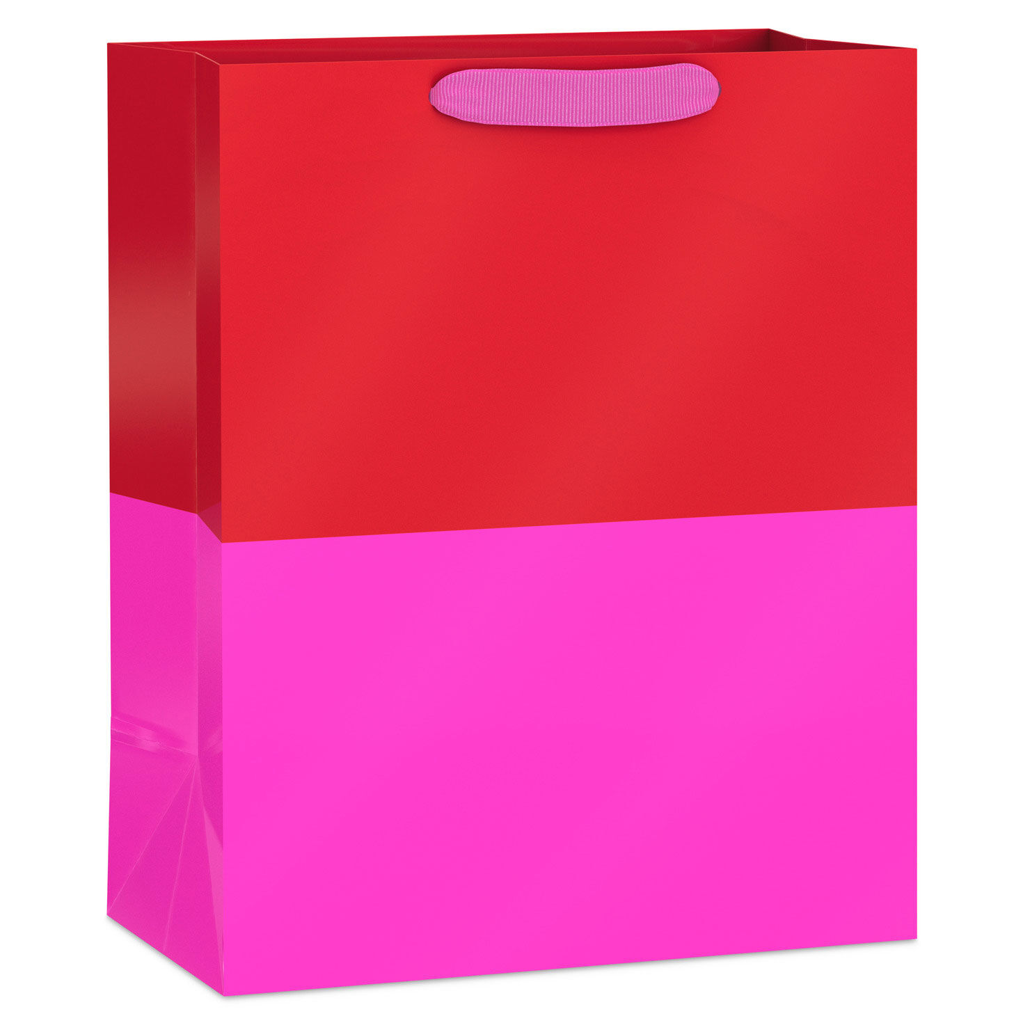 13" Red and Hot Pink Color Block Large Gift Bag