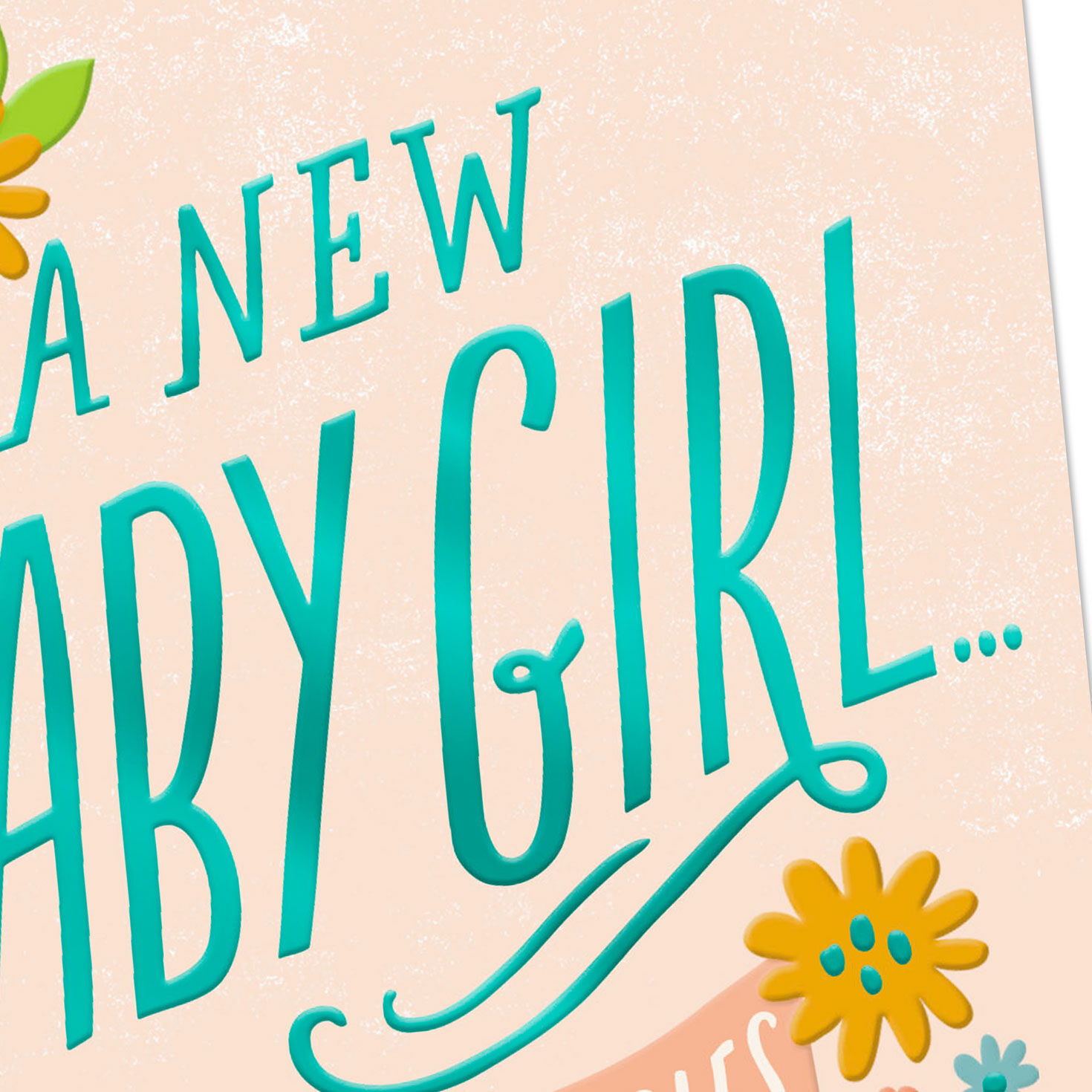 Blue and Peach Floral Baby Girl Card  image number 4