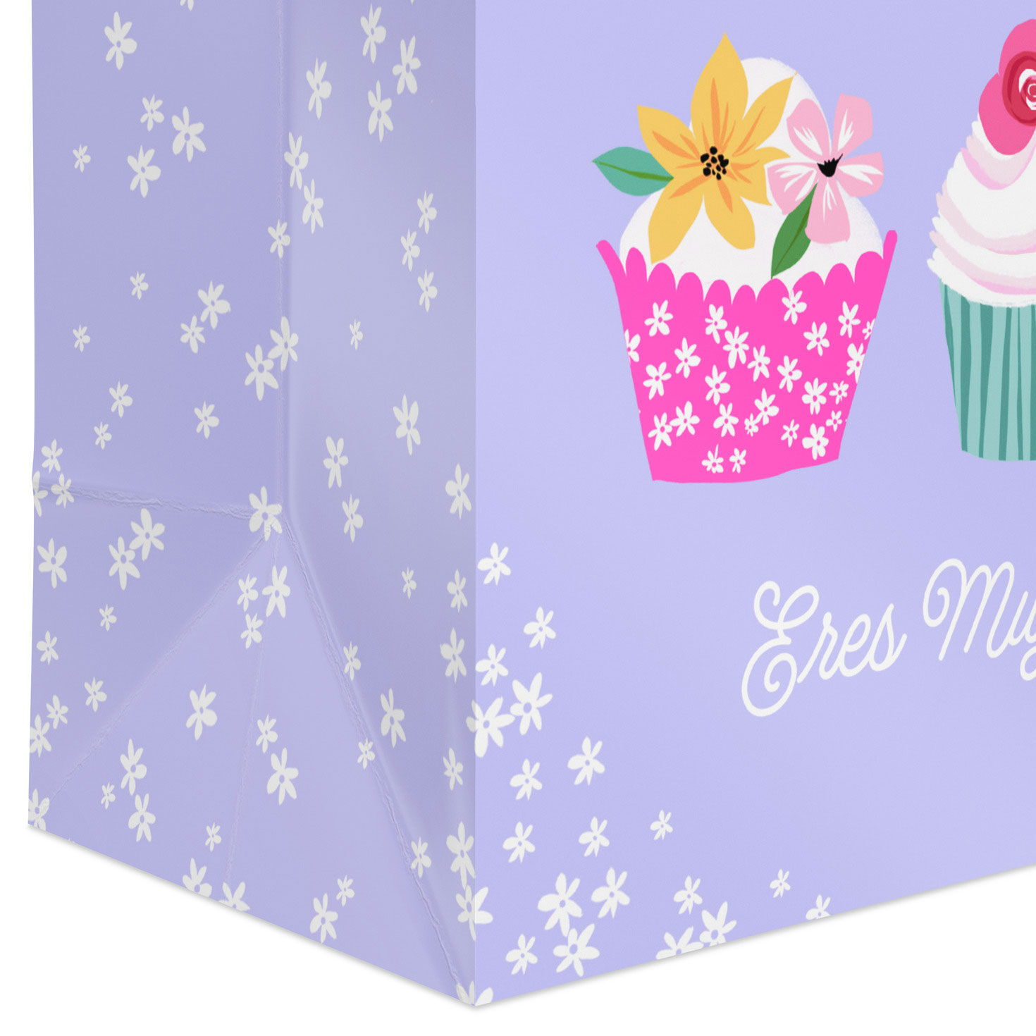 Spanish Language Cupcakes Small Lavender Gift Bag Base/Side Detail image number 5