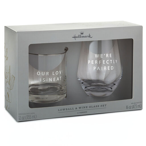 Lowball and Stemless Wine Glass, Set of 2, 