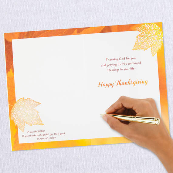 Holiday Prayer Maple Leaf Religious Thanksgiving Card, , large image number 6