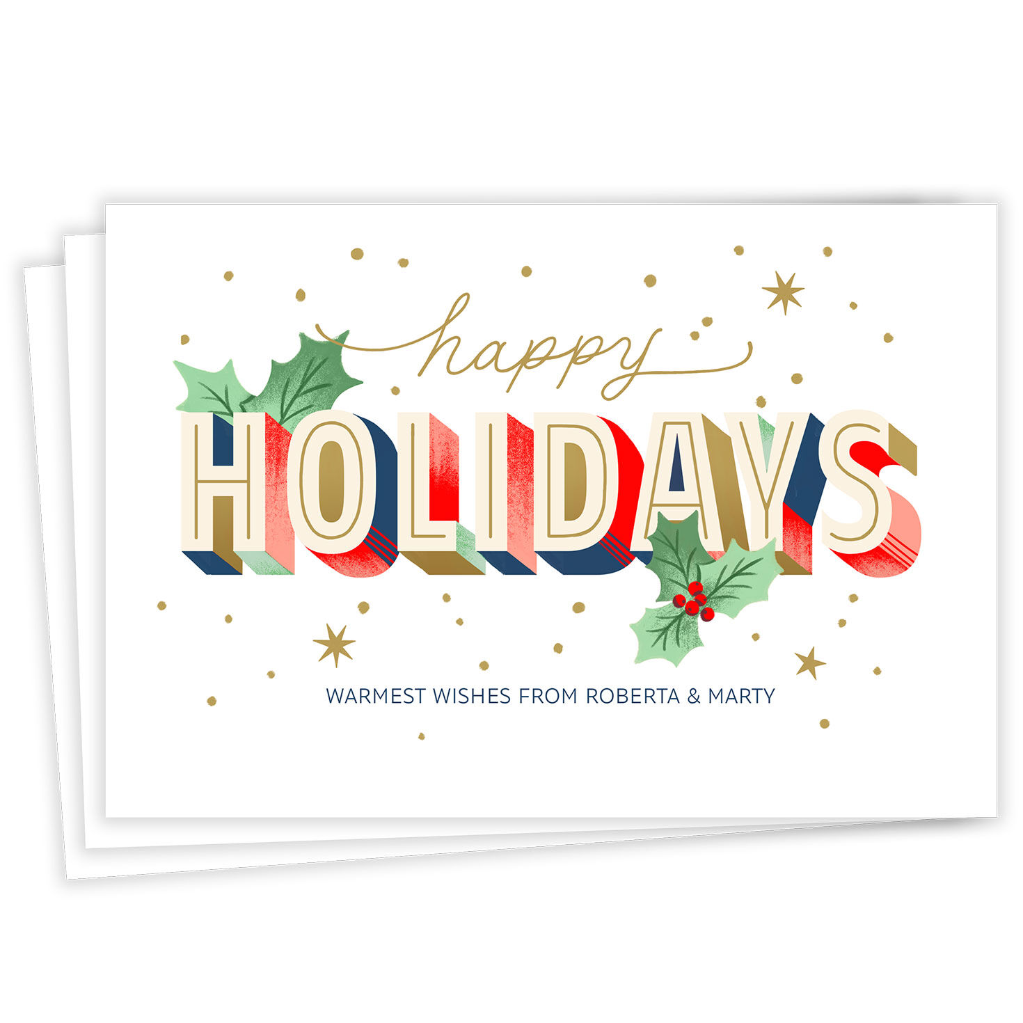 Colorful Vintage Starburst Flat Holiday Photo Card