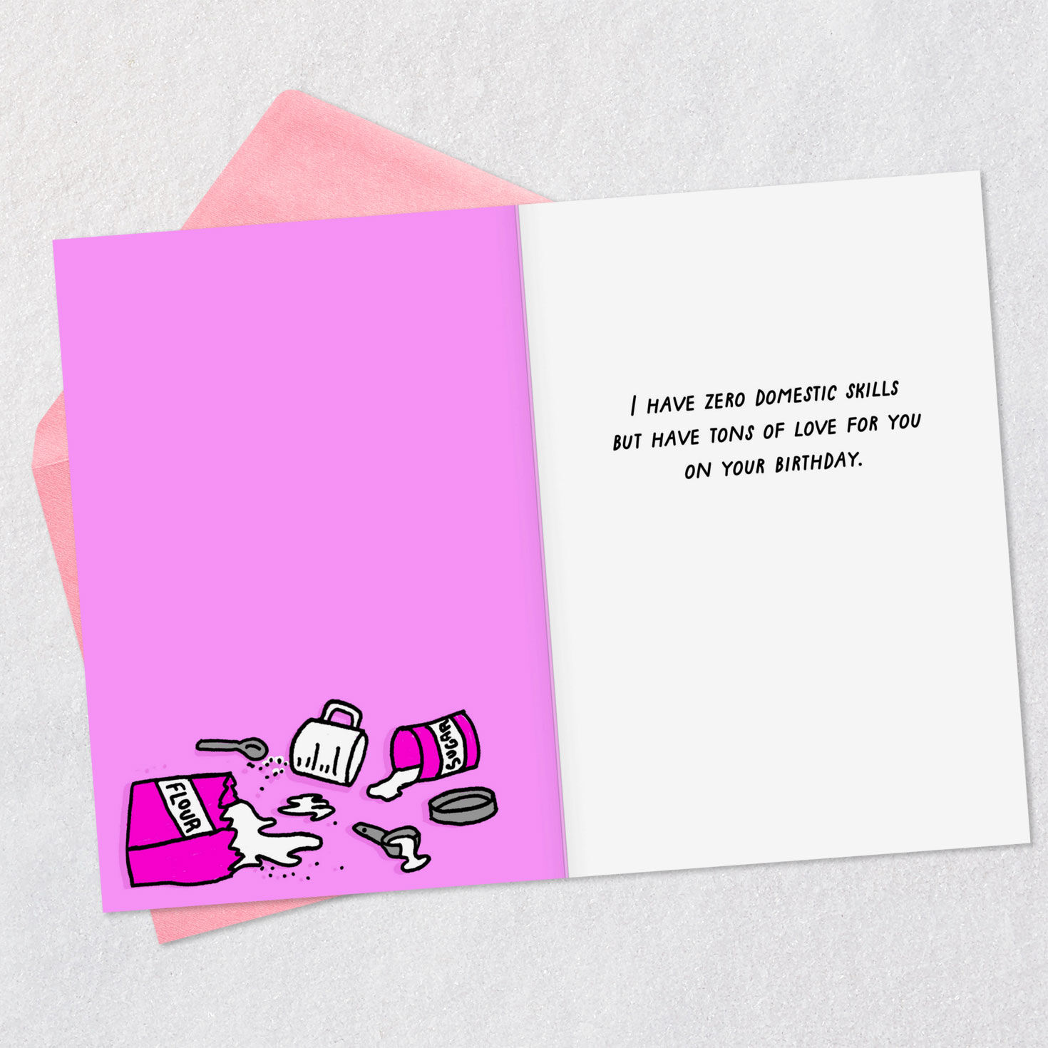 Collapsed Cake Funny Birthday Card Open card with envelope image number 3