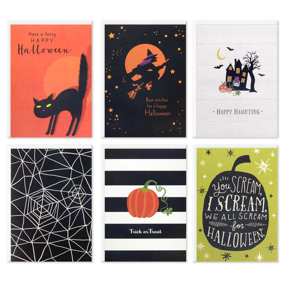 Spooky Fun Assorted Halloween Blank Note Cards, Pack of 36