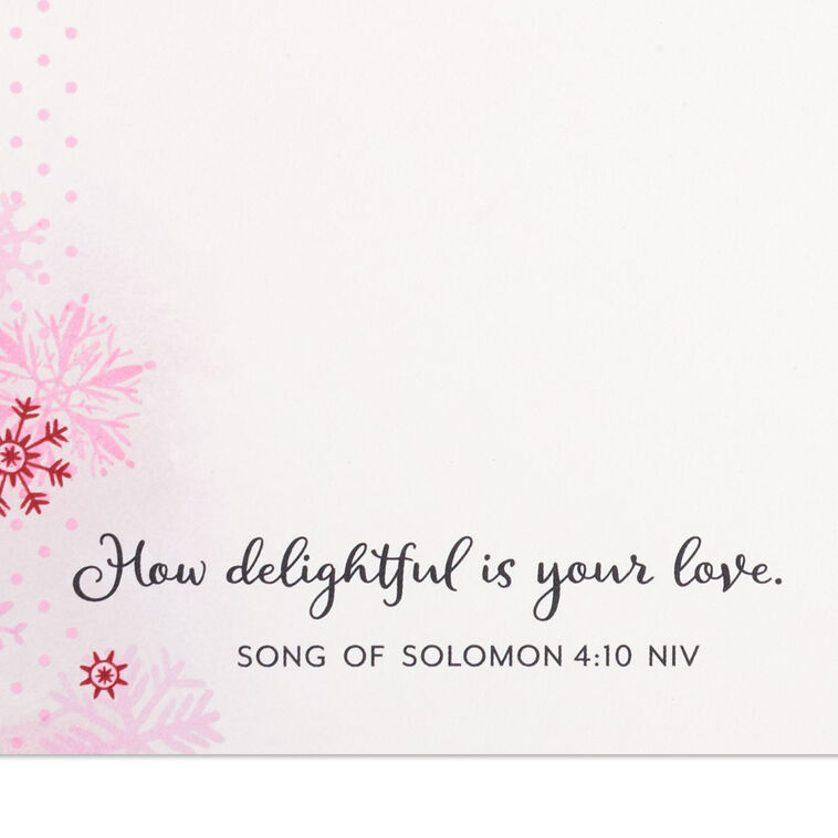 Snowflake on Pink Christmas Card for Wife scripture image number 3