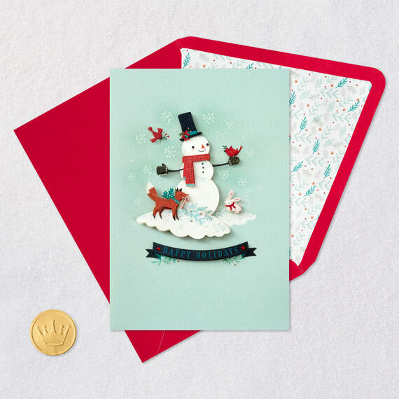 Happy Holidays Snowman and Forest Friends Holiday Card, , large image number 5