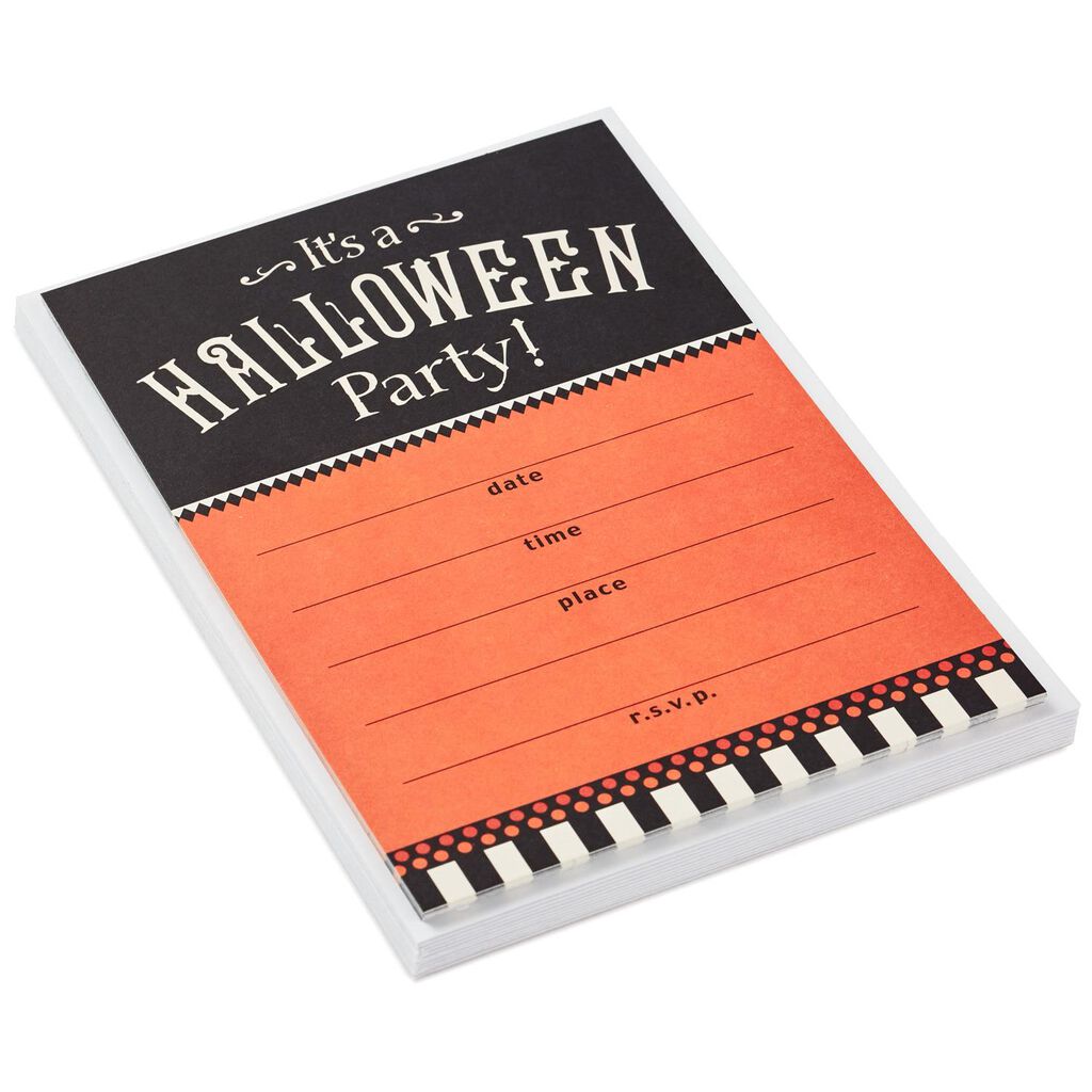 Black And Orange Halloween Party Invitations Pack Of 10