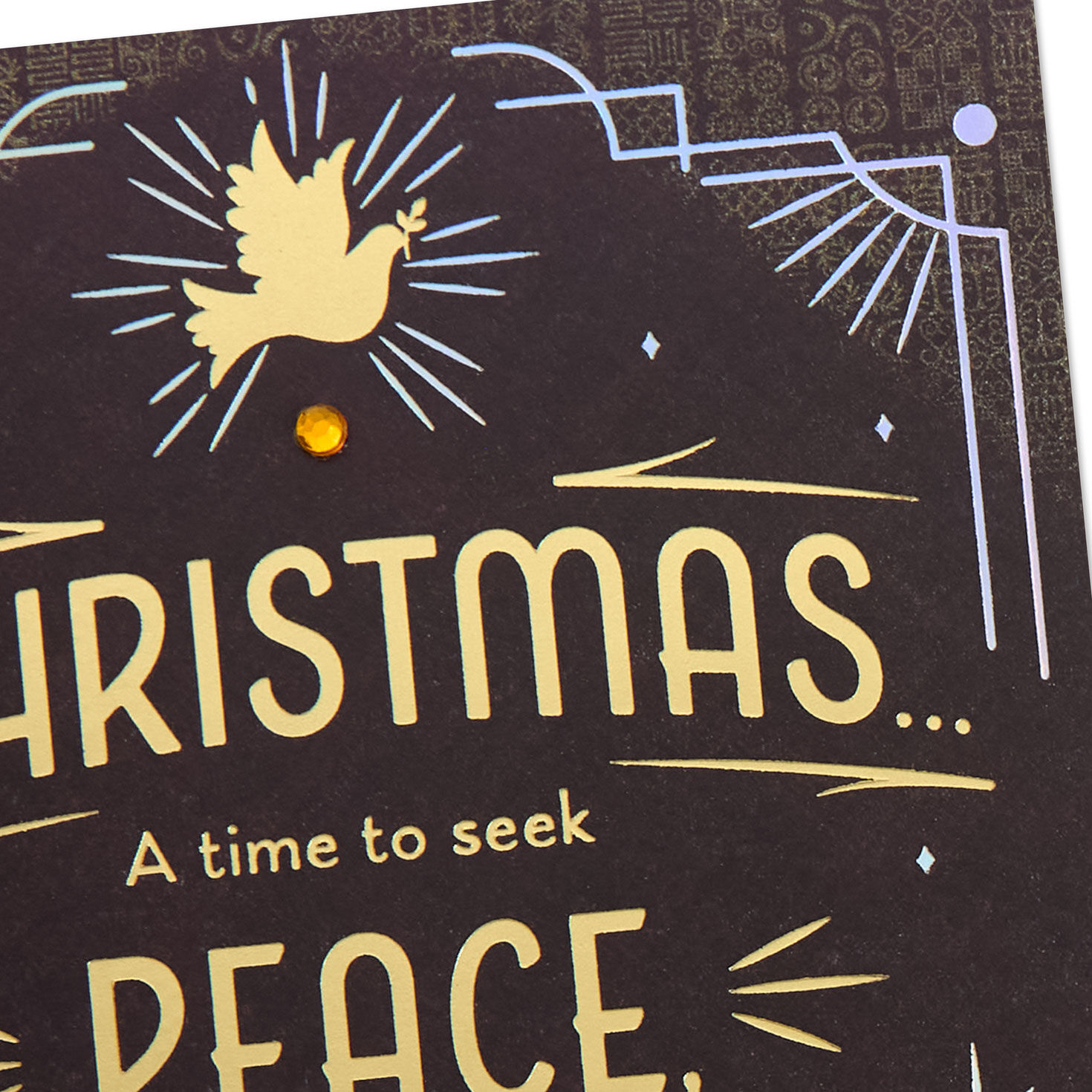 Gold Lettering on Purple Dove Christmas Card Open card with envelope image number 4