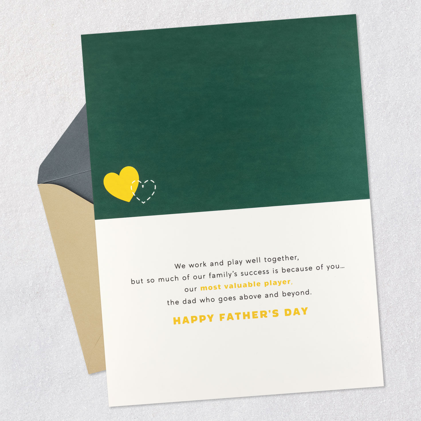 Football Heart Father's Day Card from Wife Open card with envelope image number 3