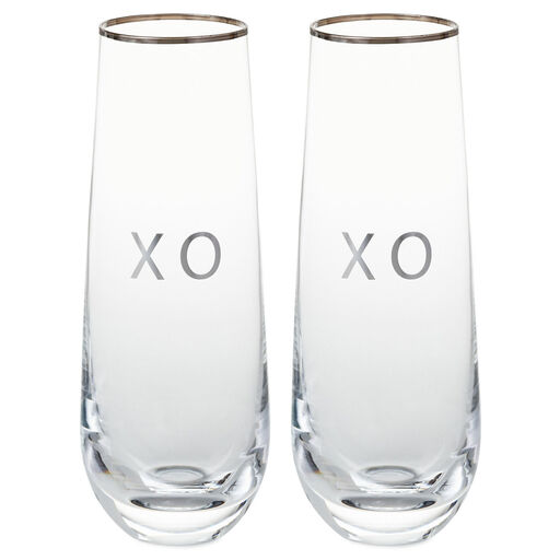 XO Stemless Champagne Flutes, Set of 2, 