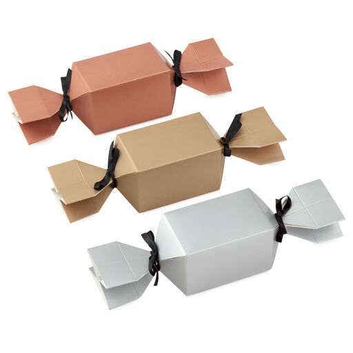 Metallic 3-Pack Candy-Shaped Holiday Party Favor Boxes, 