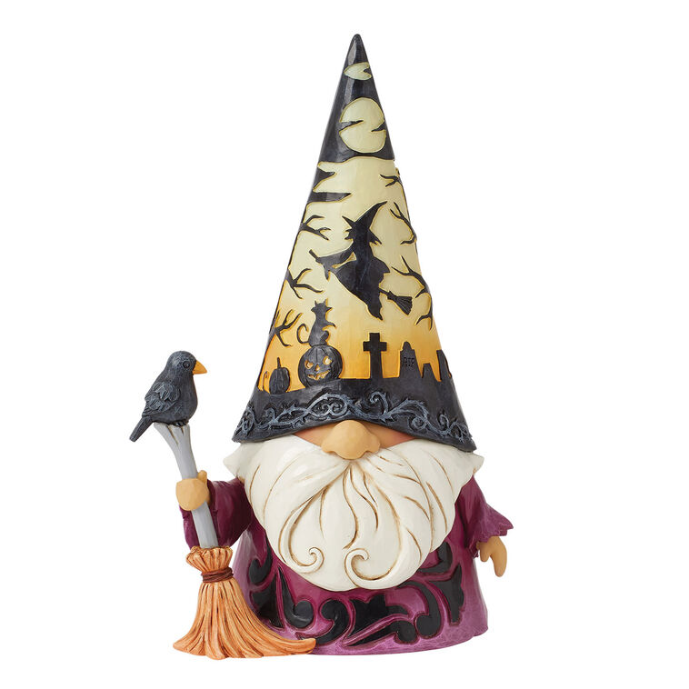 Jim Shore Wizard Gnome Halloween Light-Up Figurine, 7.87" H