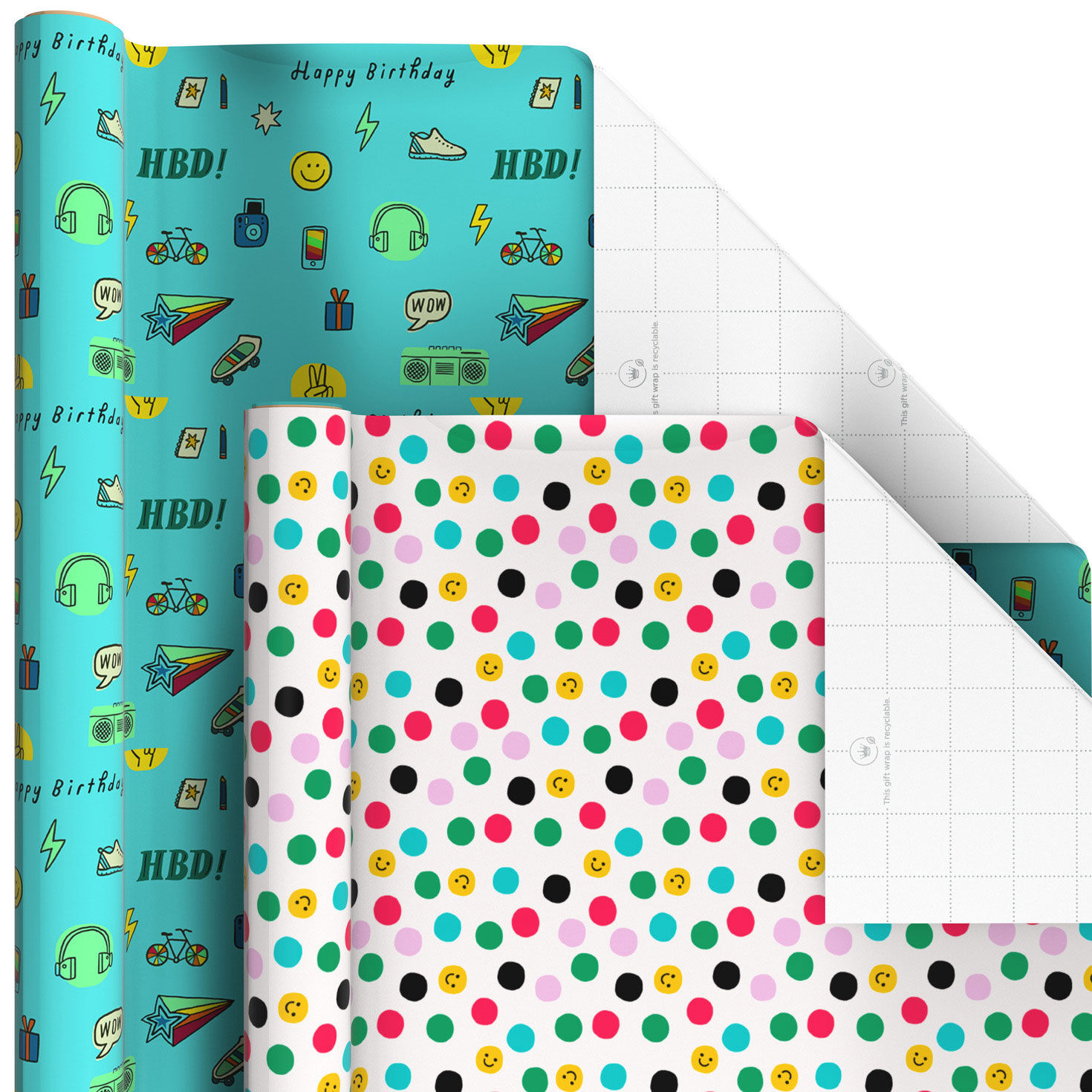 Birthday Whimsy 6-Pack Assorted Wrapping Paper Roll Bundle, 180 sq. ft. total, , large image number 6