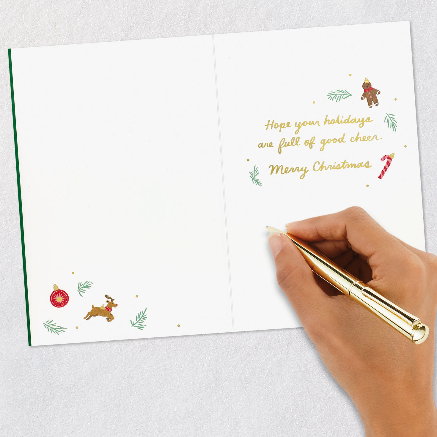 Mini Tree Ornaments Green Christmas Card Signing card image number 6