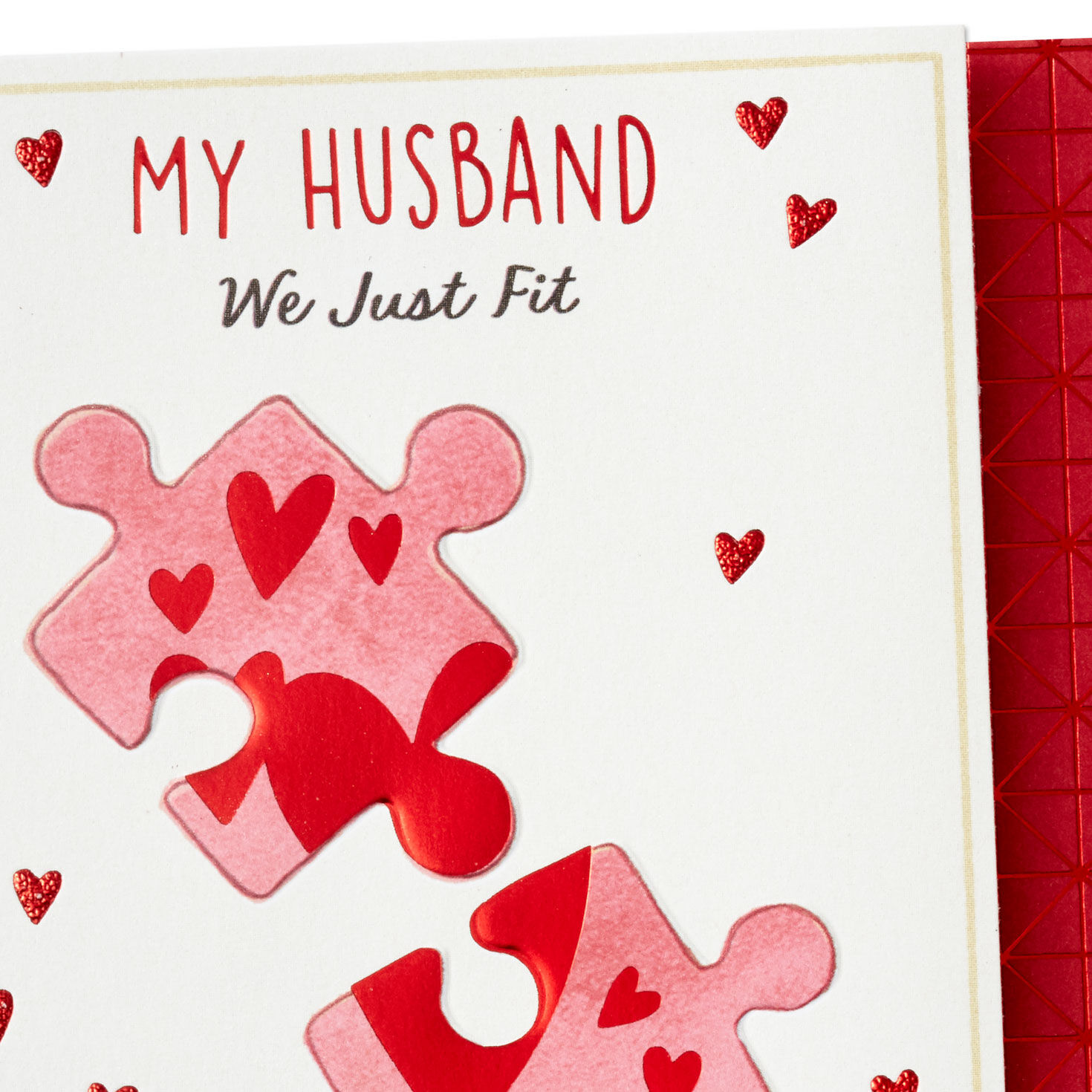 Hearts and Puzzle Pieces Husband Sweetest Day Card Card Front Detail image number 4