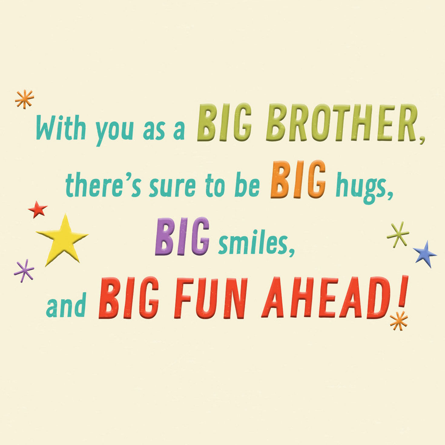Colorful Lettering and Stars Best Big Brother Card Sentiment image number 2