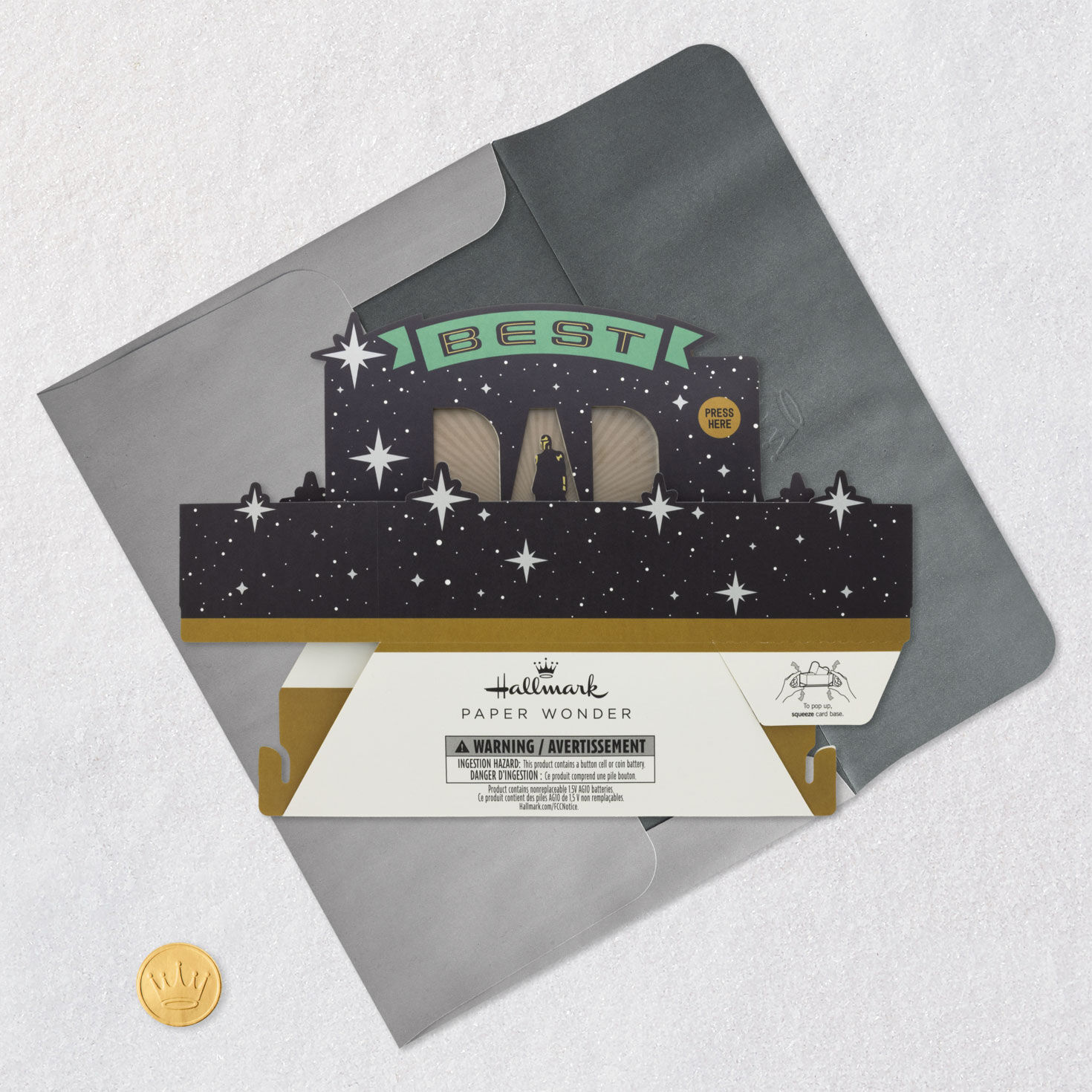 Mandalorian Father's Day Card With Music and Light Card Front with Envelope and Gold Seal image number 6
