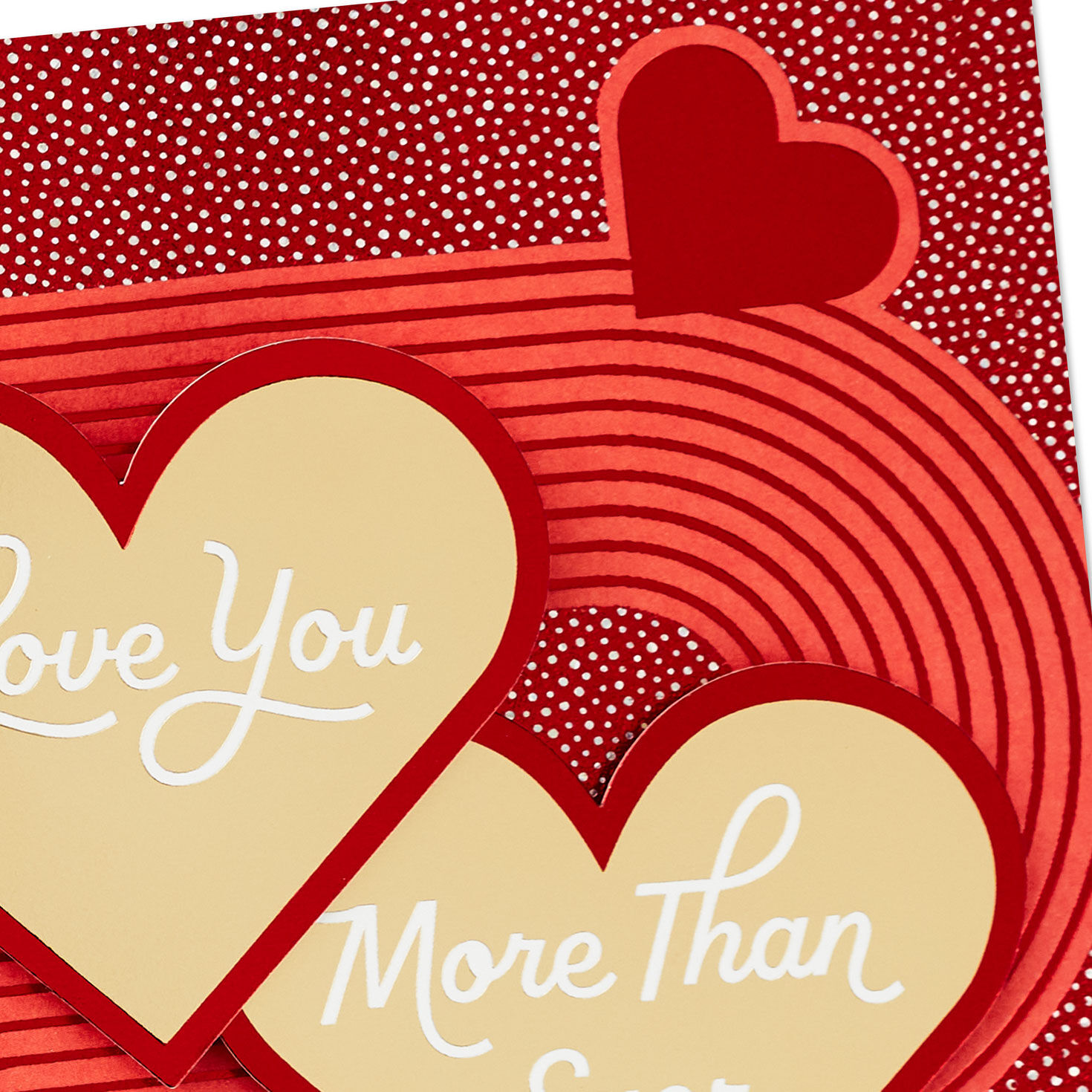 Gold Hearts on Red Romantic Valentine's Day Card Card Front Detail image number 5