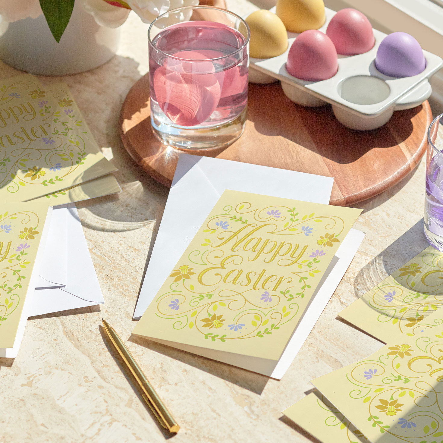 Flowers and Vines on Yellow Easter Cards Bulk Pack in use image number 7