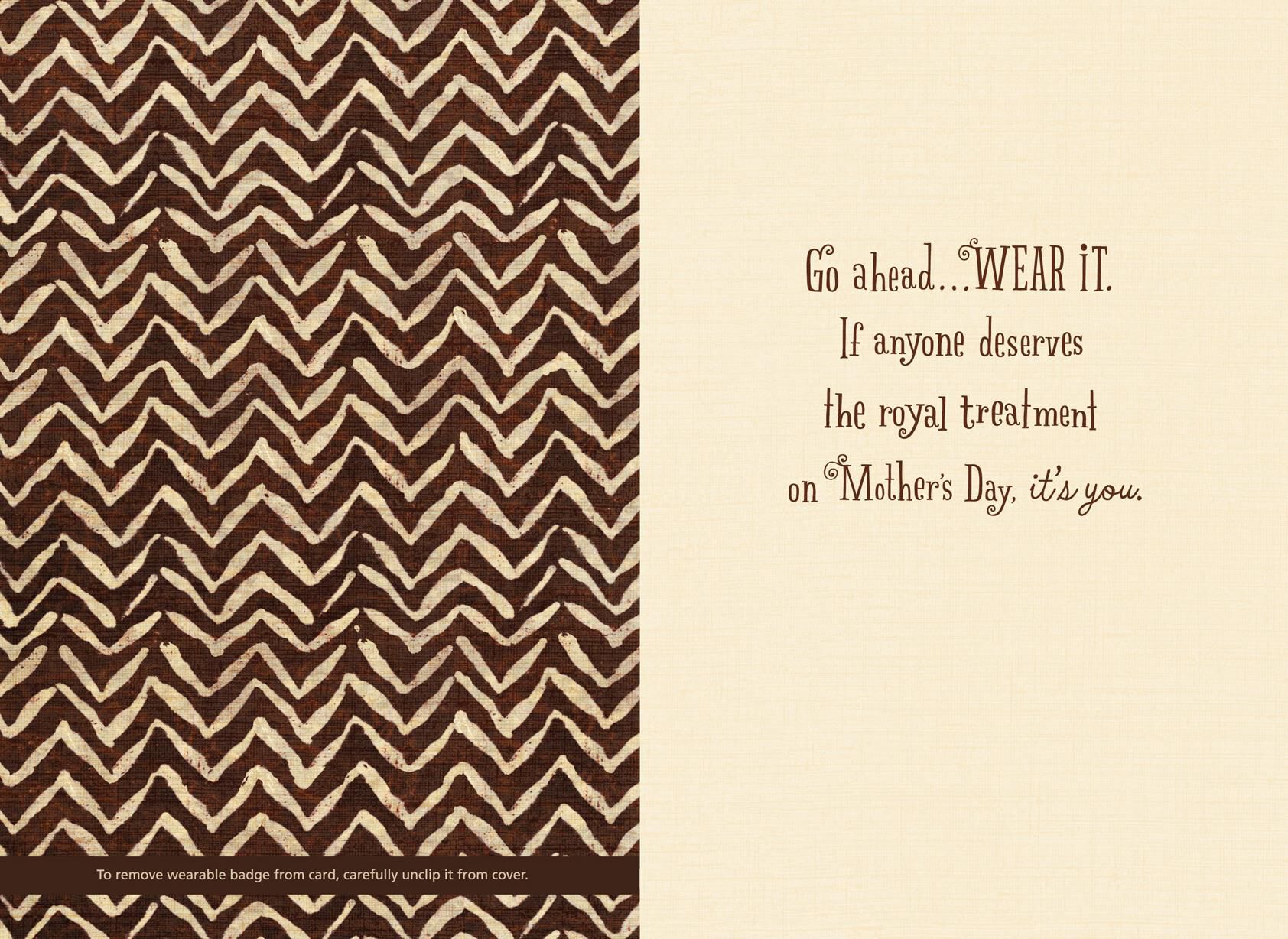 Bow to the Queen Mother's Day Card With Pin-On Button