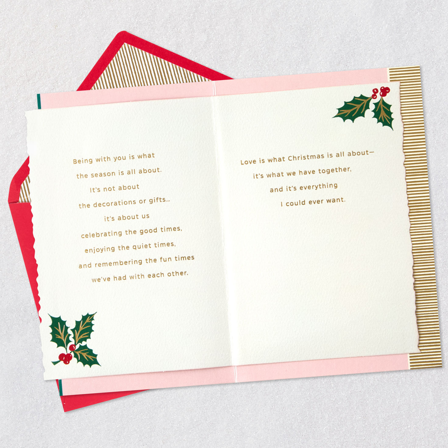 Vintage Hearts Lacey Chabert Romantic Christmas Card Open card with envelope image number 4