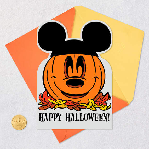 Disney Mickey Mouse Jack-o'-Lantern Cute Halloween Card, , large image number 5