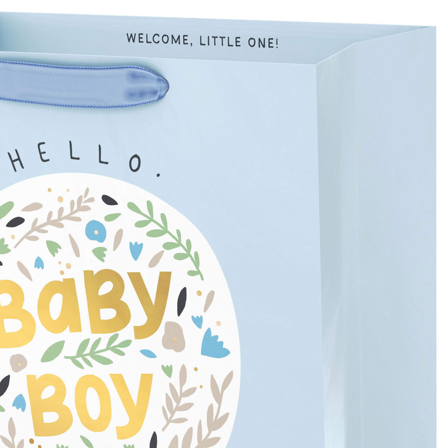 Bunny Balloon on Blue New Baby Gift Bag Handle Detail image number 4